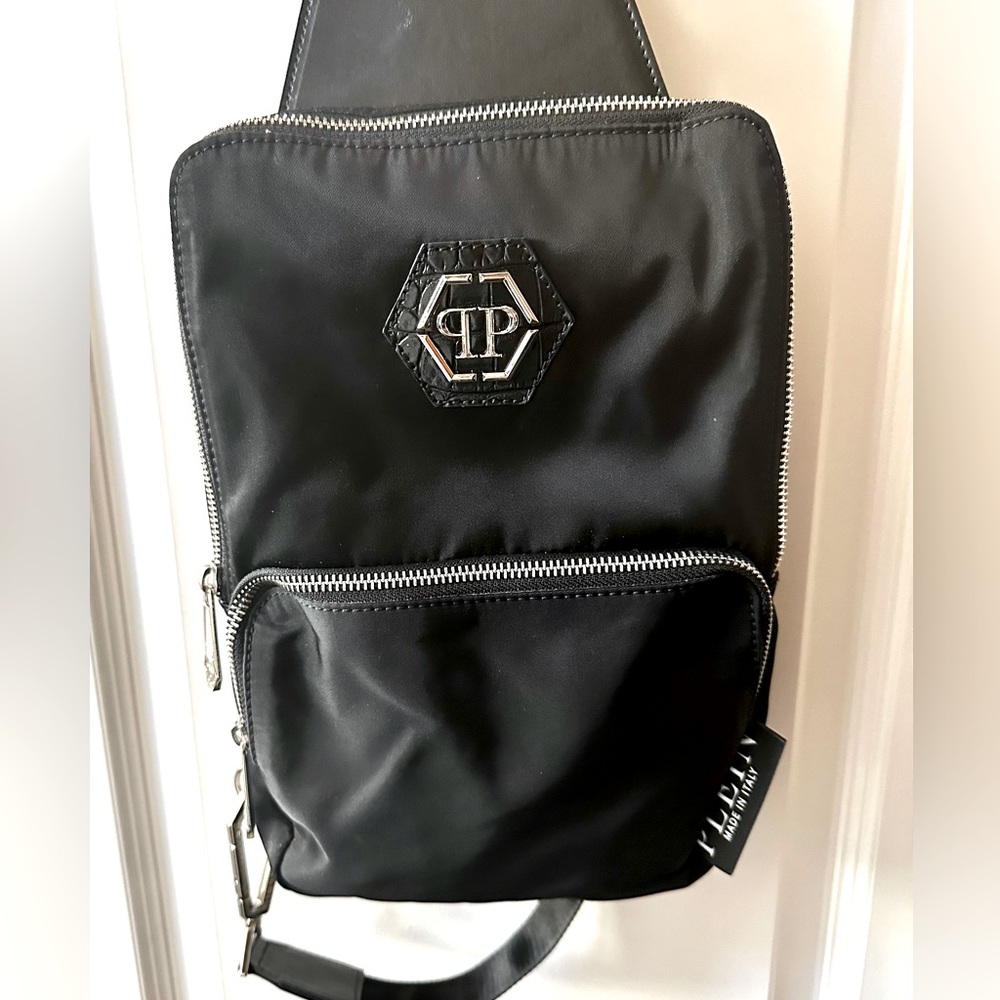 Philipp Plein cross body Hexagon men’s black  bag.